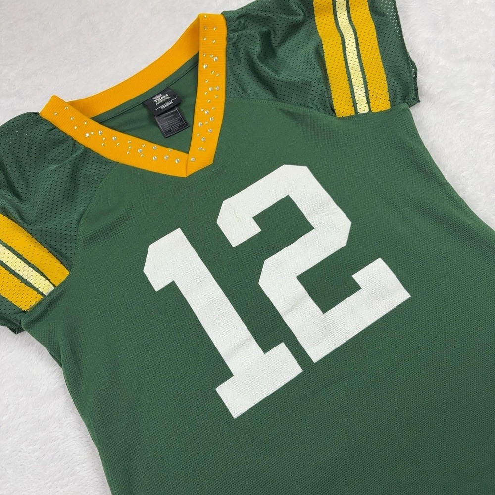 Green Bay Packers Team Apparel Jersey Womens S Green Aaron Rodgers V-Neck NFL
